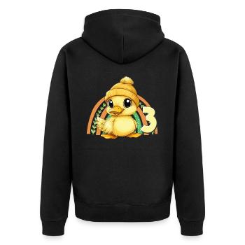 3. Geburtstag Ente Regenbogen Süß Niedlich - Unisex Premium Bio Zip Hoodie - Schwarz - Hinten - Nico (187cm)