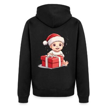 Weihnachten Baby Kind Süß Niedlich Lustig Geschenk - Unisex Premium Bio Zip Hoodie - Schwarz - Hinten - Nico (187cm)