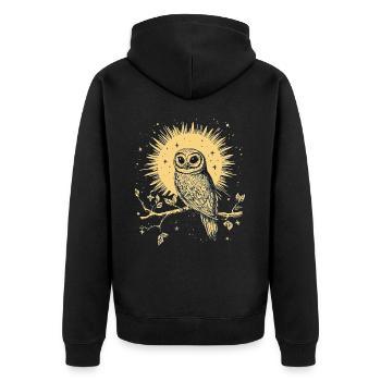 hibou aigle hibou hibou oiseau de nuit oiseau animal nuit lune nature - Veste à capuche bio Premium Unisexe - noir - Dos - Nico (187cm)