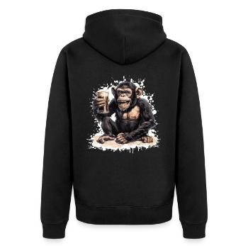 Bière de singe drôle - Veste à capuche bio Premium Unisexe - noir - Dos - Nico (187cm)