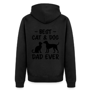 Katze und Hund Spruch Lustiges Haustier Geschenk - Unisex Premium Bio Zip Hoodie - Schwarz - Hinten - Nico (187cm)