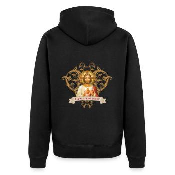 Jesus Christus, Christen-Liebe, Glaube - Unisex Premium Bio Zip Hoodie - Schwarz - Hinten - Nico (187cm)
