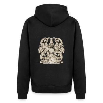 Heraldry coat of arms with knight armor in the Middle Ages - Unisex Premium Organic Zip Hoodie - black - Back - Nico (187cm)