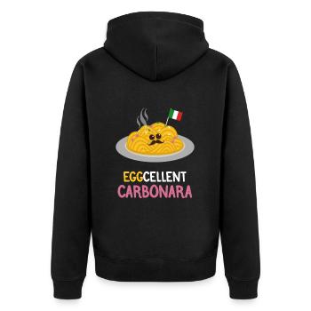 Spaghetti Carbonara | Italienische | Geschenk - Unisex Premium Bio Zip Hoodie - Schwarz - Hinten - Nico (187cm)