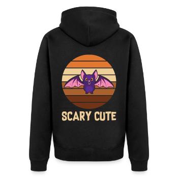 Halloween Fledermaus - Unisex Premium Bio Zip Hoodie - Schwarz - Hinten - Nico (187cm)