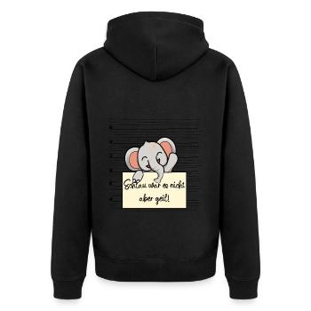 Elefant lustiger Spruch humor Gefängnisbild - Unisex Premium Bio Zip Hoodie - Schwarz - Hinten - Nico (187cm)