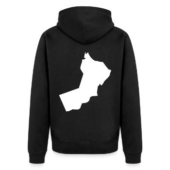 Oman map flag - Unisex Premium Organic Zip Hoodie - black - Back - Nico (187cm)