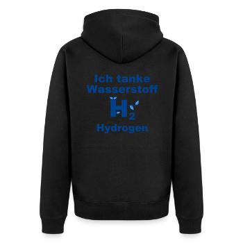 Ich tanke Wasserstoff H2 Hydrogen - Unisex Premium Bio Zip Hoodie - Schwarz - Hinten - Nico (187cm)