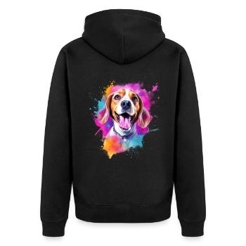 Beagle mit Sonnenbrille - Unisex Premium Bio Zip Hoodie - Schwarz - Hinten - Nico (187cm)