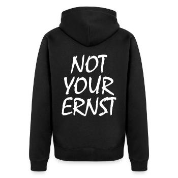 Not your ernst - Unisex Premium Bio Zip Hoodie - Schwarz - Hinten - Nico (187cm)