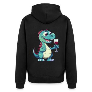 Dino Wine Vino Dinosaur T-Rex Red Wine Drôle - Veste à capuche bio Premium Unisexe - noir - Dos - Nico (187cm)