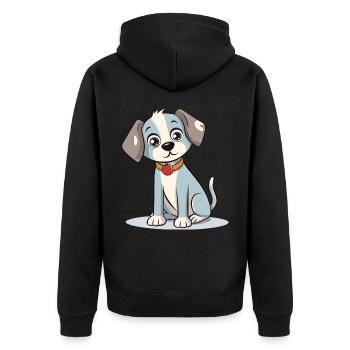 Niedliches Hundedesign für Hundebesitzer - Unisex Premium Bio Zip Hoodie - Schwarz - Hinten - Nico (187cm)