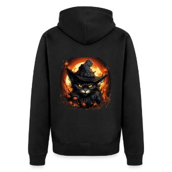 Chat en colère d’Halloween - Veste à capuche bio Premium Unisexe - noir - Dos - Nico (187cm)