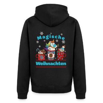 Einhorn - Magische Weihnachten - Kinder Mädchen - Unisex Premium Bio Zip Hoodie - Schwarz - Hinten - Nico (187cm)