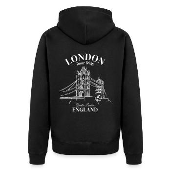 Tour de Londres, Angleterre, Grand Londres - Veste à capuche bio Premium Unisexe - noir - Dos - Nico (187cm)