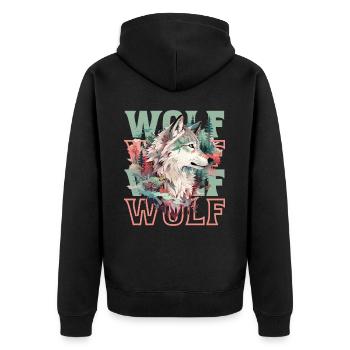 Loup tête de loup Nature nature sauvage aventure forêt Art - Veste à capuche bio Premium Unisexe - noir - Dos - Nico (187cm)