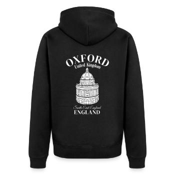 Oxford Great Britain South East England - Unisex Premium Bio Zip Hoodie - Schwarz - Hinten - Nico (187cm)