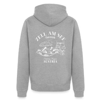 Zell am See, Autrichienne, Autrichienne, Salzbourg - Veste à capuche bio Premium Unisexe - gris chiné - Dos - Nico (187cm)