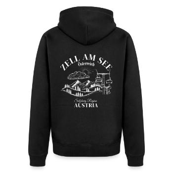 Zell Am See Österreich Austrian Salzburg - Unisex Premium Bio Zip Hoodie - Schwarz - Hinten - Nico (187cm)