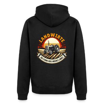 Landwirte: Herz unseres Landes - Unisex Premium Bio Zip Hoodie - Schwarz - Hinten - Nico (187cm)