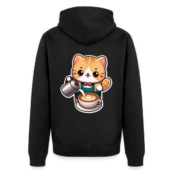 Chaton Barista - Veste à capuche bio Premium Unisexe - noir - Dos - Nico (187cm)
