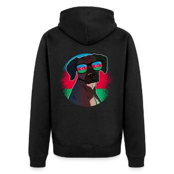 Azerbaijan - Unisex Premium Organic Zip Hoodie - black - Back - Nico (187cm)