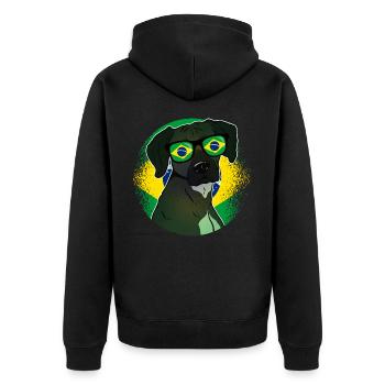 Brazil - Unisex Premium Organic Zip Hoodie - black - Back - Nico (187cm)