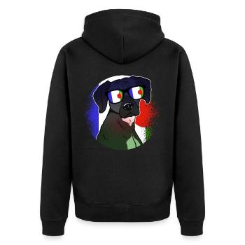 Batwa - Unisex Premium Bio Zip Hoodie - Schwarz - Hinten - Nico (187cm)