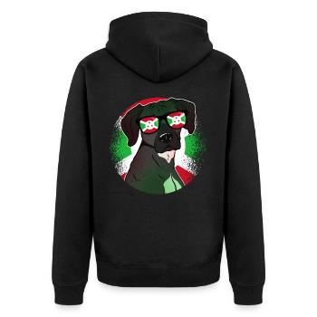 Burundi - Unisex Premium Bio Zip Hoodie - Schwarz - Hinten - Nico (187cm)