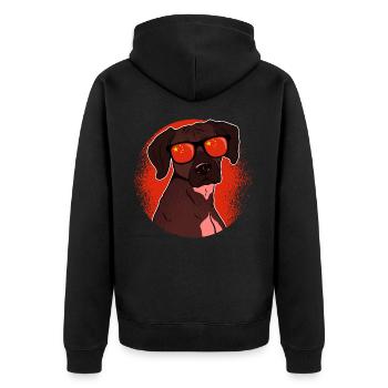 China - Unisex Premium Bio Zip Hoodie - Schwarz - Hinten - Nico (187cm)