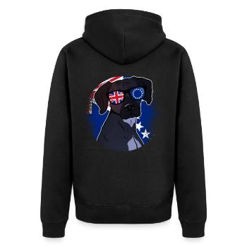 Cook Islands - Unisex Premium Organic Zip Hoodie - black - Back - Nico (187cm)