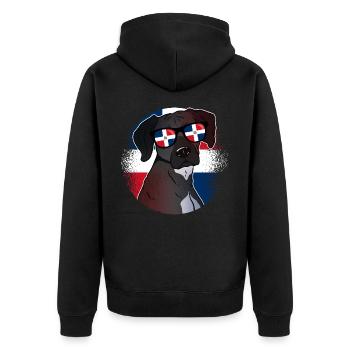 Dominikanische Republik - Unisex Premium Bio Zip Hoodie - Schwarz - Hinten - Nico (187cm)