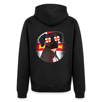 Guernsey - Unisex Premium Organic Zip Hoodie - black - Back - Nico (187cm)