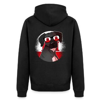 Gibraltar - Unisex Premium Bio Zip Hoodie - Schwarz - Hinten - Nico (187cm)