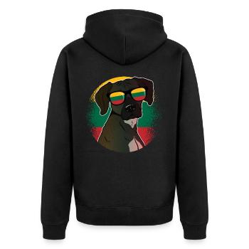 Lithuania - Unisex Premium Organic Zip Hoodie - black - Back - Nico (187cm)