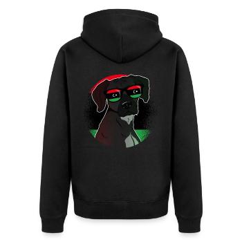 Libyen - Unisex Premium Bio Zip Hoodie - Schwarz - Hinten - Nico (187cm)