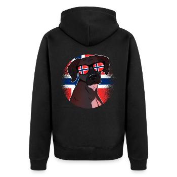 Norwegen - Unisex Premium Bio Zip Hoodie - Schwarz - Hinten - Nico (187cm)