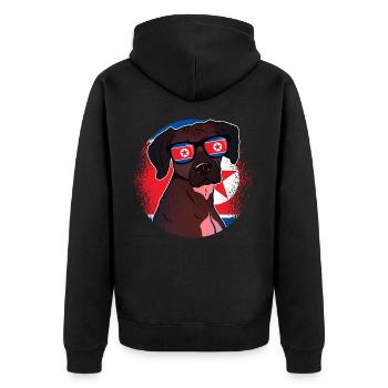 Nordkorea - Unisex Premium Bio Zip Hoodie - Schwarz - Hinten - Nico (187cm)