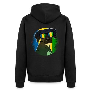 Ogoni - Unisex Premium Bio Zip Hoodie - Schwarz - Hinten - Nico (187cm)