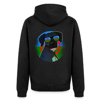 Roma - Unisex Premium Organic Zip Hoodie - black - Back - Nico (187cm)
