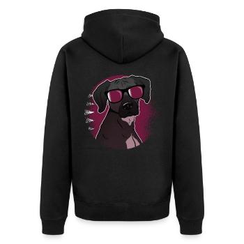 Katar - Unisex Premium Bio Zip Hoodie - Schwarz - Hinten - Nico (187cm)