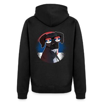 Serbia - Unisex Premium Organic Zip Hoodie - black - Back - Nico (187cm)