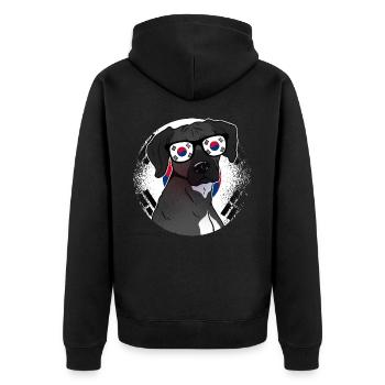Südkorea - Unisex Premium Bio Zip Hoodie - Schwarz - Hinten - Nico (187cm)