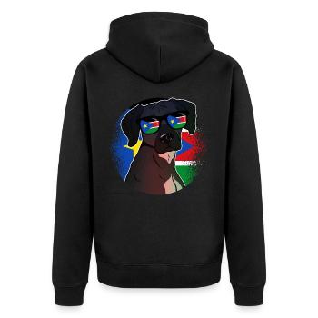 Südsudan - Unisex Premium Bio Zip Hoodie - Schwarz - Hinten - Nico (187cm)
