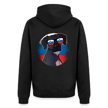 Slovenia - Unisex Premium Organic Zip Hoodie - black - Back - Nico (187cm)