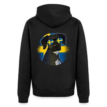 Sweden - Unisex Premium Organic Zip Hoodie - black - Back - Nico (187cm)