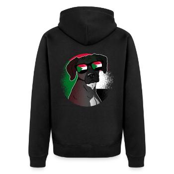 Sudan - Unisex Premium Bio Zip Hoodie - Schwarz - Hinten - Nico (187cm)