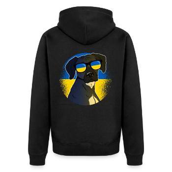 Ukraine - Unisex Premium Bio Zip Hoodie - Schwarz - Hinten - Nico (187cm)
