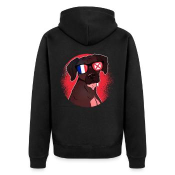 Wallis und Futuna - Unisex Premium Bio Zip Hoodie - Schwarz - Hinten - Nico (187cm)