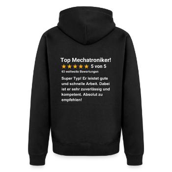 Top Mechatroniker - Unisex Premium Bio Zip Hoodie - Schwarz - Hinten - Nico (187cm)